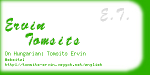 ervin tomsits business card